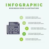 Newspaper Ad Paper Headline Solid Icon Infographics 5 Steps Presentation Background vector