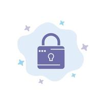 Lock Computing Locked Security Blue Icon on Abstract Cloud Background vector