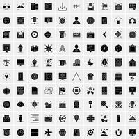 Set of 100 Business Solid Glyph icons vector