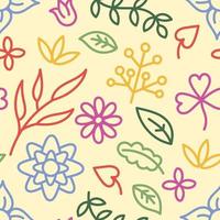 elegante floral doodle sin fisuras de fondo vector