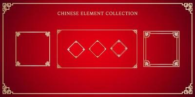 conjunto de colección de elementos de marco chino para el concepto de diseño tradicional. vector