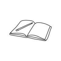 Book and Pencil Organic Handdrawn Line Art vector