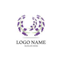 vector de logotipo de icono de flor de lavanda fresca