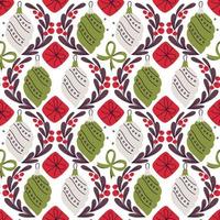 Seamless pattern. Christmas Decor in doodle style. vector