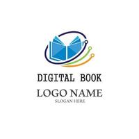 vector de tecnología de icono de logotipo de libro digital