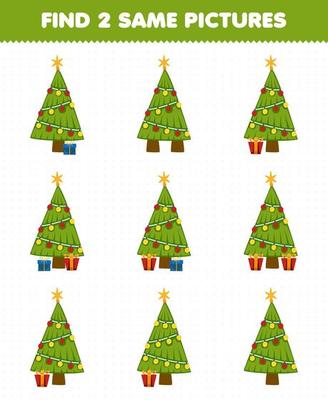 Education game for children find two same pictures of cute cartoon christmas tree printable winter worksheet 14660184 Vector Art at Vecteezy Education game for children find two same pictures of cute cartoon christmas tree printable winter worksheet 14660184 Vector Art at Vecteezy