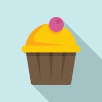 Tasty cupcake icon, flat style vector