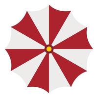 icono de sombrilla de playa roja y blanca, tipo plano vector