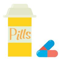 Pills in jar icon, flat style vector