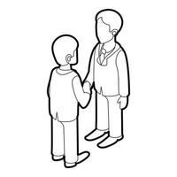 Two businessmen shaking hands icon, outline style vector