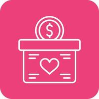 Donation Box Line Round Corner Background Icons vector