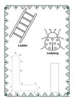 alfabeto do to dot y página para colorear para niños y niños pequeños vector