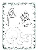 Alphabet Do To Dot And Coloring Page For Kids and Toddlers vector