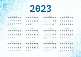 2023 monthly calendar template with  gradient abstract background vector