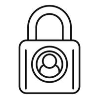 Locked personal information icon, outline style vector