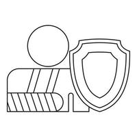 A man with a broken hand icon, outline style vector