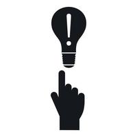 A finger pointer and light bulb icon, simple style vector