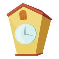 Cuckoo clock icon, cartoon style vector