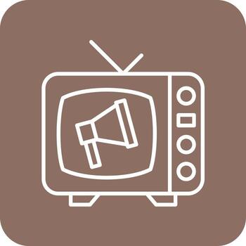 iconos de fondo de esquina redonda de línea comercial de tv vector