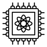 icono de línea de computadora cuántica vector