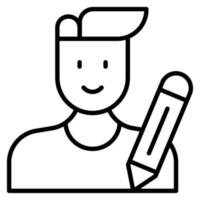 Writer Male Line Icon vector