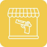 Gun Shop Line Round Corner Background Icons vector