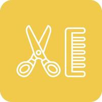Barber Line Round Corner Background Icons vector
