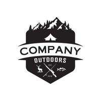 Camp, mountains and adventure logos with black color vector