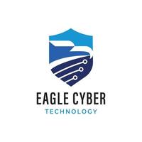 Cyber logoshield and eagle shape with technology concept vector