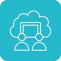 Cloud Users Line Round Corner Background Icons vector