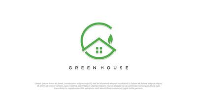 Green house logo design with creative concept vector