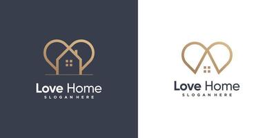 diseño de logotipo para el hogar con concepto de amor vector