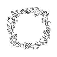 Vector illustration with flower wreath isolated on white background.