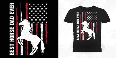 el mejor caballo papá nunca gracioso bandera americana montando a caballo retro vintage diseño de camiseta de caballo del día del padre vector