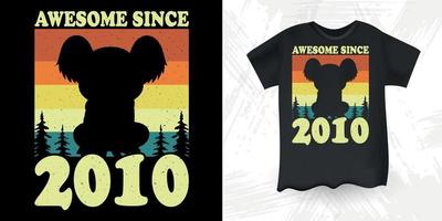 Awesome Since 2010 Funny Cute Koala Bear Retro Vintage Koala T-Shirt Design vector