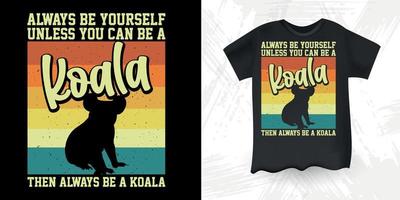 Funny Cute Koala Bear Retro Vintage Koala T-Shirt Design vector