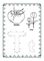 alfabeto do to dot y página para colorear para niños y niños pequeños vector
