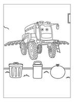 Happy And Funny Cartoon Car Coloring Page For Car Lover Kids vector