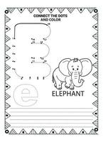 alfabeto do to dot y página para colorear para niños y niños pequeños vector