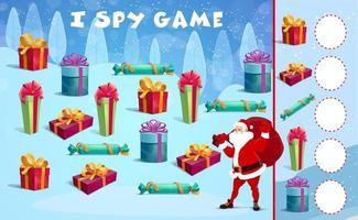 Christmas kids i spy game help santa find a gifts vector