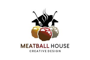 Meatball logo design combination with house icon, vector illustration