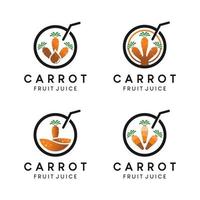 A collection of carrot juice logo designs with creative concepts vector