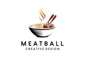 Meatball logo design with creative vintage style concept vector