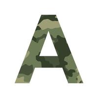 English alphabet letter A, khaki style isolated on white background - Vector