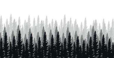 Panorama of dense forest, fir and pine natural green landscape, web background, template - Vector illustration