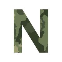 English alphabet letter N, khaki style isolated on white background - Vector