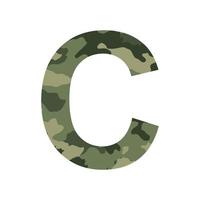 English alphabet letter C, khaki style isolated on white background - Vector