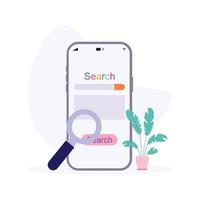 smartphone Search engine flat concept vector