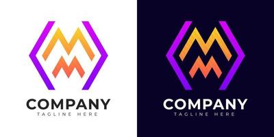 Modern gradient style initial letter m logo design template vector
