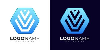 Letter v logo vector design template. Modern letter v logo icon with colorful geometry shape.